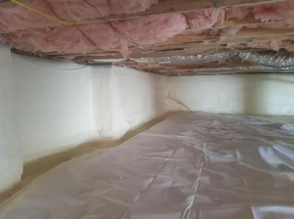 Crawl space encapsulation with closed-cell spray foam for Flat Roof Repair in Belleville